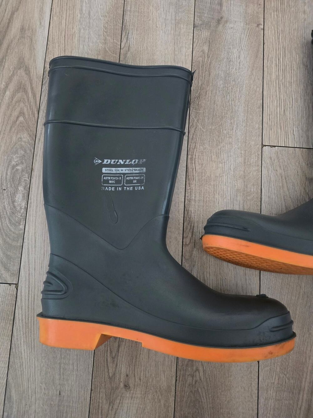 Dunlop Steel Toe PVC Work Boots Black Orange Made in USA Men's 12